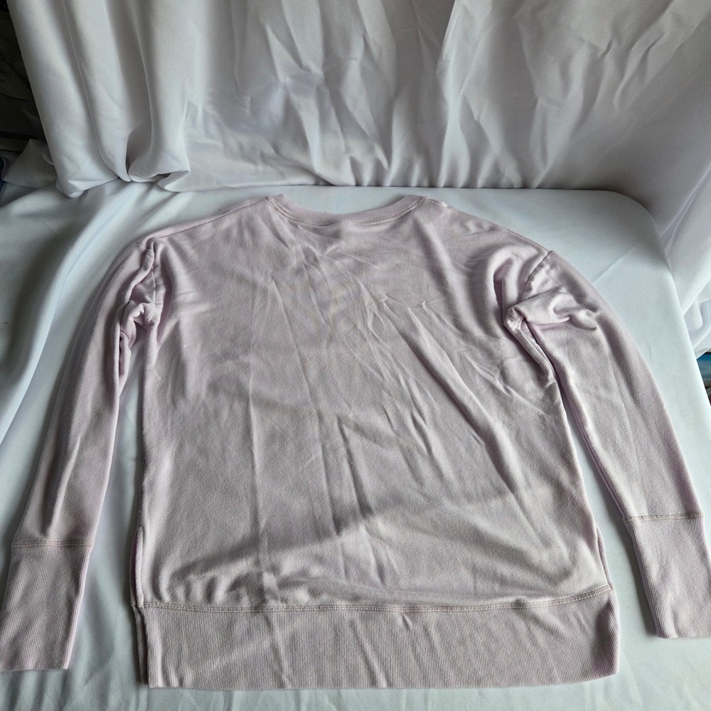 Athleta Coaster Luxe Sweatshirt Baby Pink Super Soft Thumbhole Pullover Medium - Picture 4 of 7